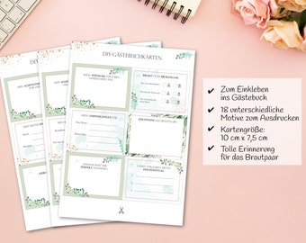 DIY guestbook cards “Greenery” for the wedding as a PDF for self-printing