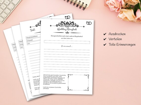 Gastebuch Karten Wedding Storybook Als Pdf Zum Etsy
