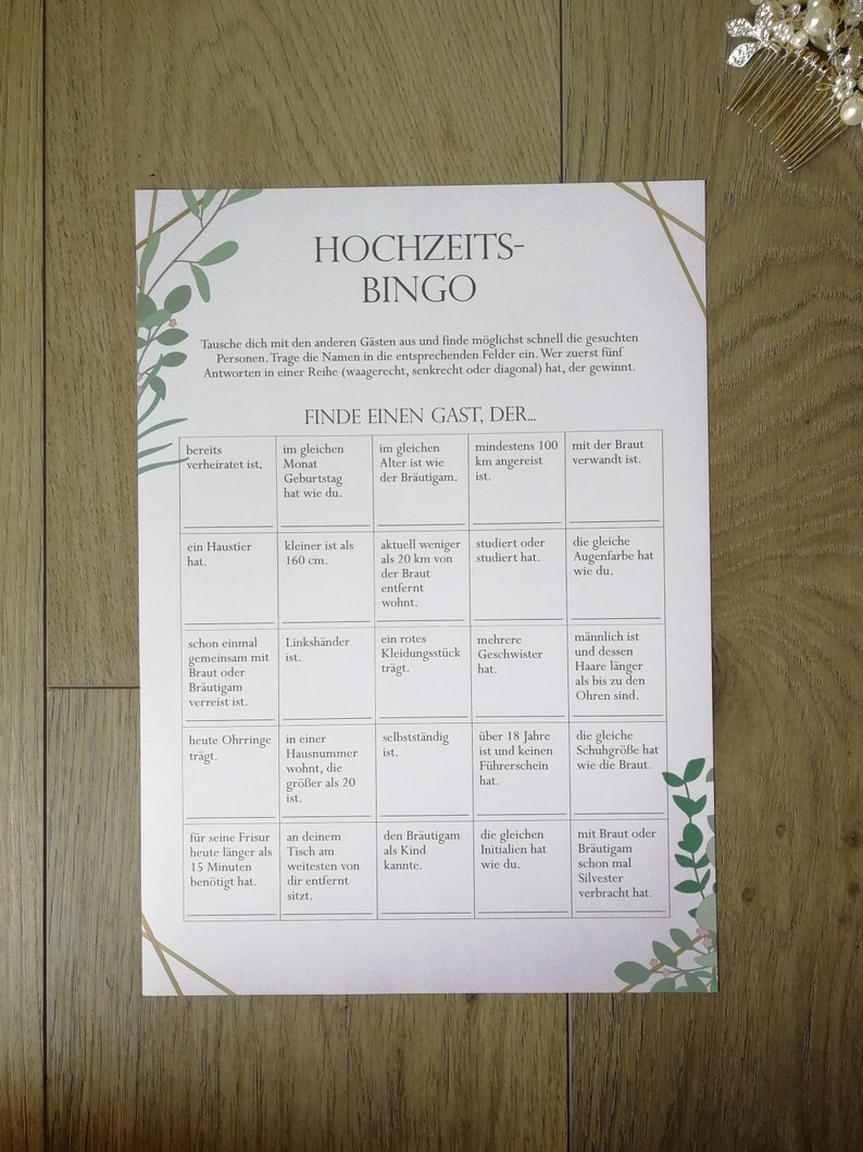 Wedding bingo colored wedding game for guests as a PDF to print out yourself image 2