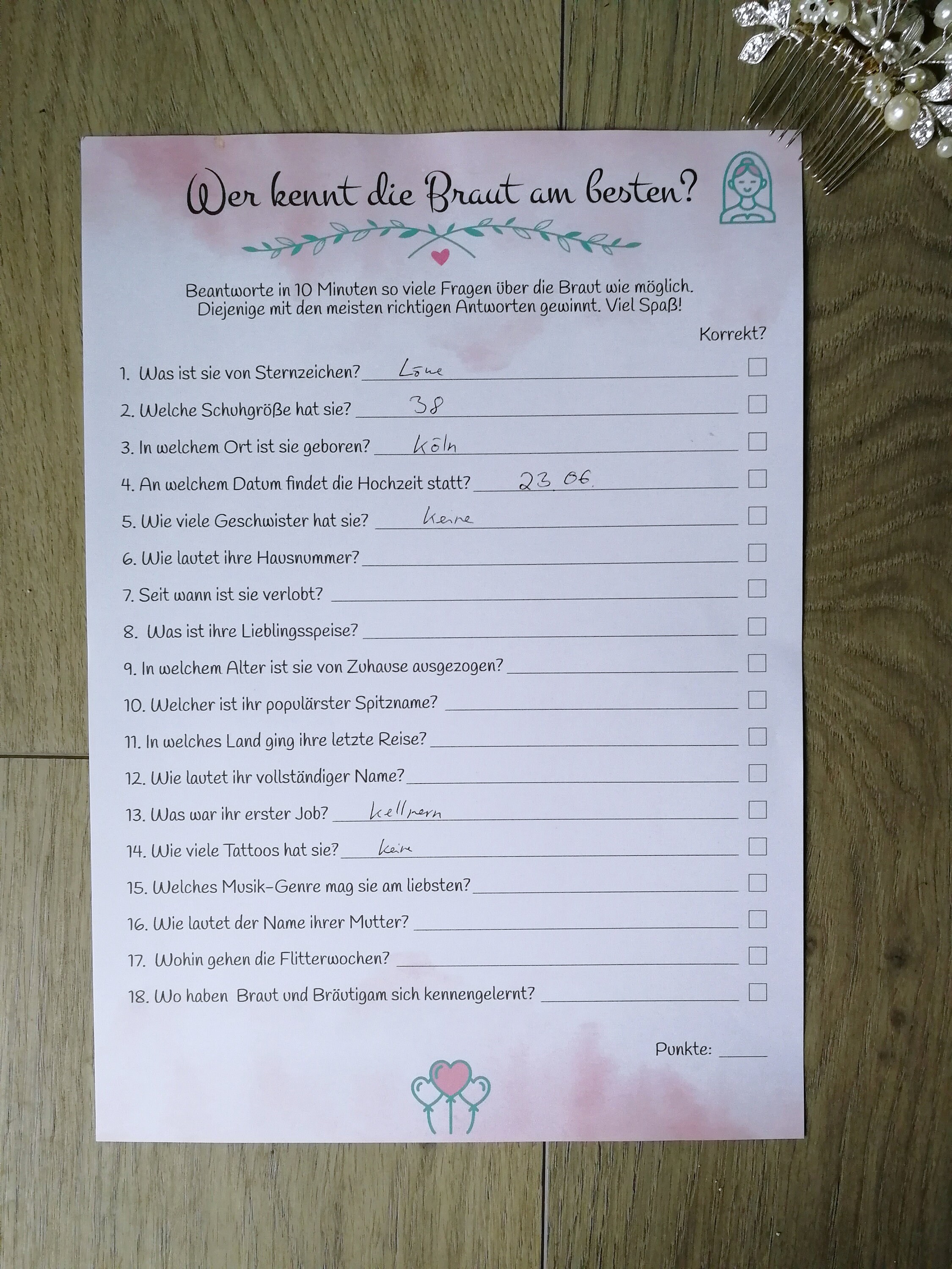 JGASpiel Wer kennt die Braut am besten als PDF zum Selbstausdruck Etsy.de