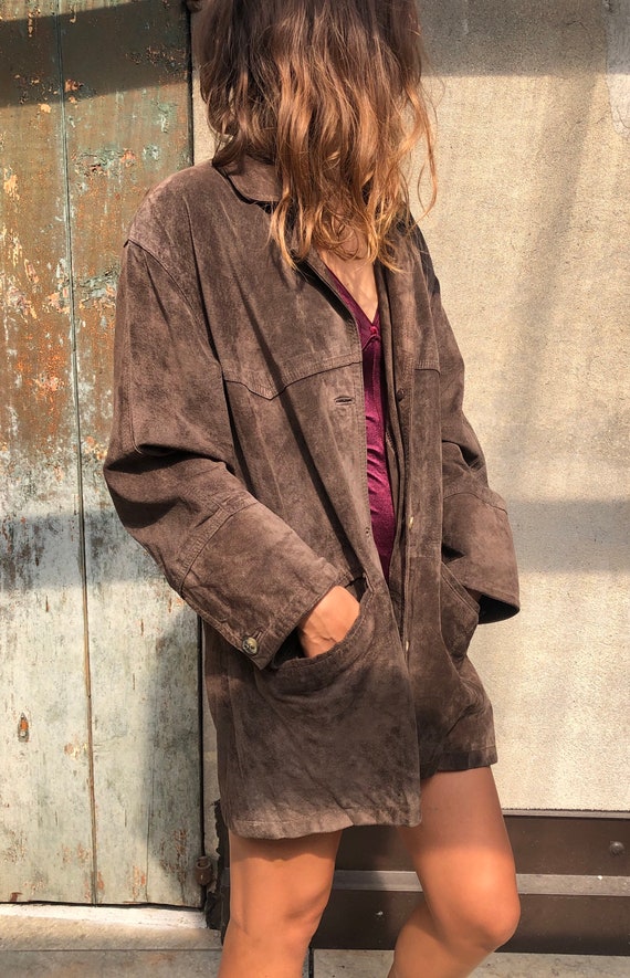Vintage 80s style suede leather jacket