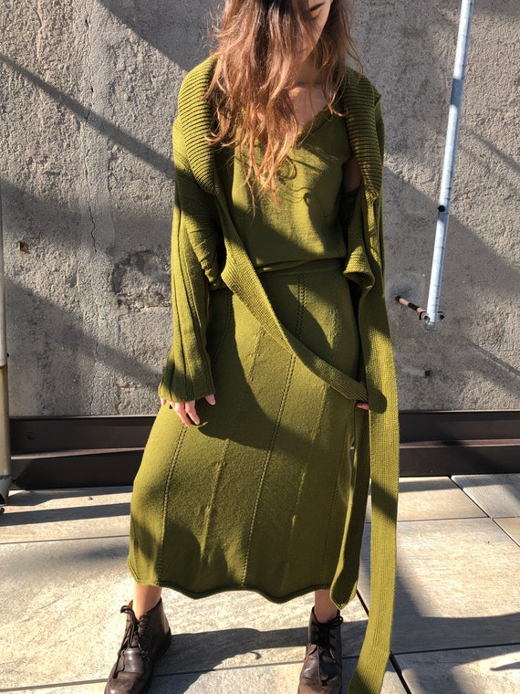 Unique 1930s style Knit Set/Top, Skirt and Cardiga