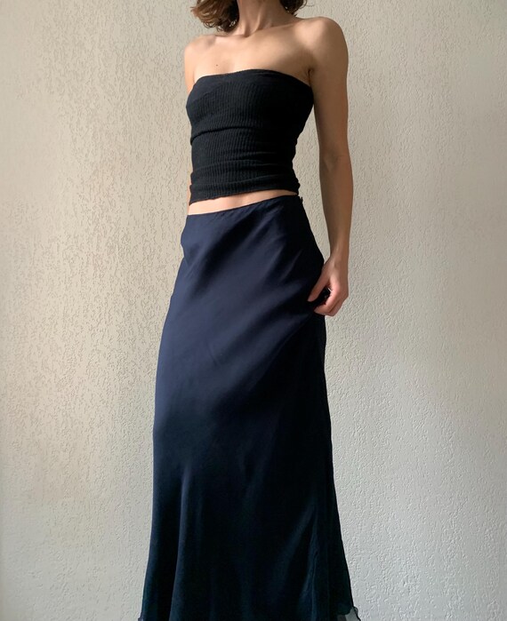 90s Slinky Rose Maxi Skirt Set (L)