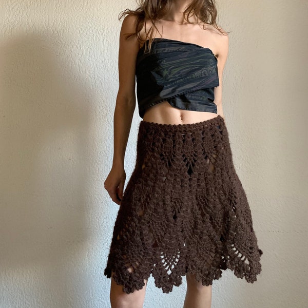 Vintage handmade knitted wool skirt