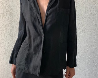 1990s see through linen blazer