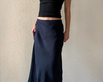 1990s tailored silk maxi skirt made in Italy