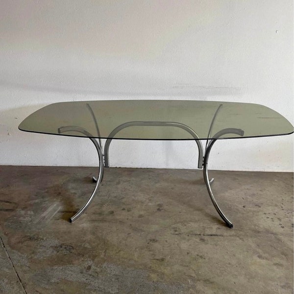 Table à manger en verre fumé Gastone Rinaldi 70