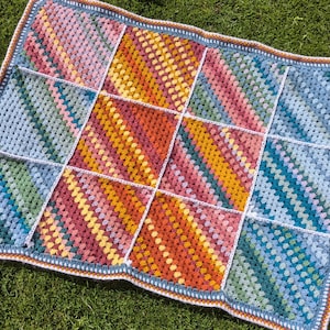 Handmade Rainbow Stripes Crochet Blanket/ Throw