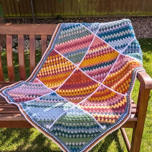 Rainbow Stripes Crochet Temperature Blanket / Weather Blanket PATTERN
