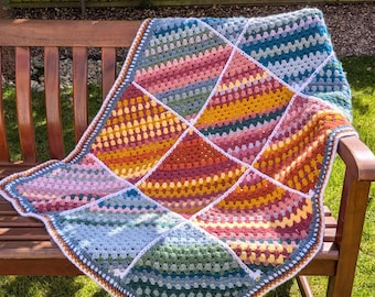 Rainbow Stripes Crochet Temperature Blanket Pattern (PDF Pattern)