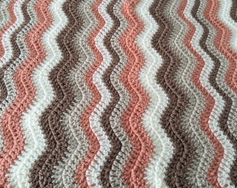 Handmade Crochet Waves Blanket (Small), Lap Blanket or Baby Blanket