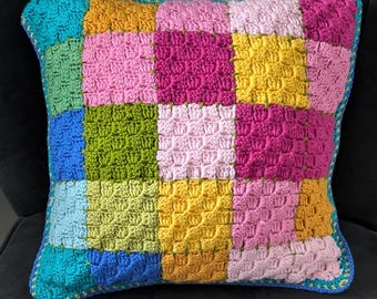 Handmade Luxury Patchwork Cushion - Merino Wool - Colourful Design