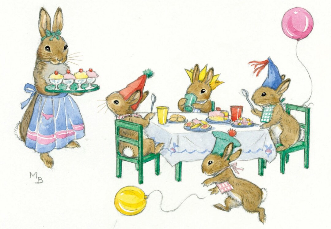 Rabbit Tea Party Etsy