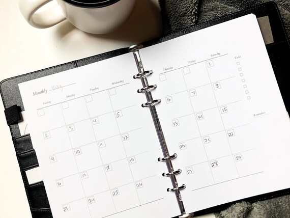 monthly undated calendar planner printable to schedule your etsy