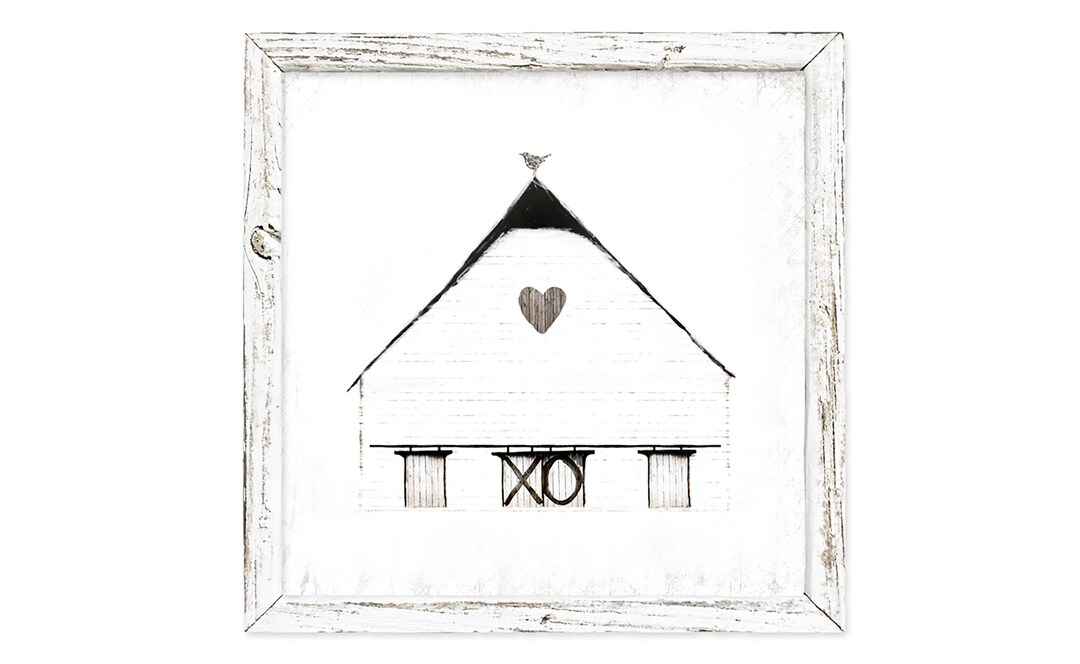 RUSTIC BARN Framed Canvas Shelf Art Home Decor, Framed Canvas Art