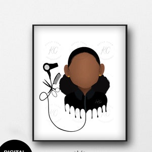 Hair Stylist Art Printable, Printable Wall Art, Illustration, Girls Room, Wall Decor