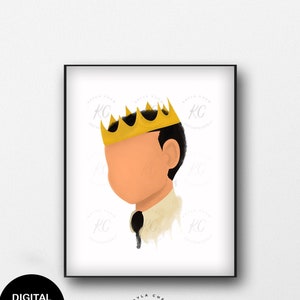 Young King Art Printable, Prince African American Art, Wall Art, Printable Wall Art, African American Illustration, Boys Room, Black Boy Joy