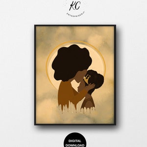 Mother & Daughter Printable, Afro Art, African American Art, Printable Wall Art, African American Illustration, Digital File, Home Decor