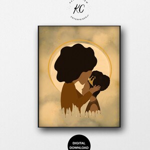 Mother & Daughter Printable, Afro Art, African American Art, Printable Wall Art, African American Illustration, Digital File, Home Decor