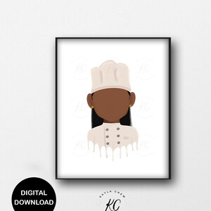 Girl Chef Art Printable, Printable Wall Art, Illustration, Girls Room, Wall Decor