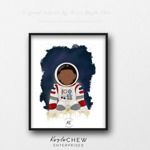 Boy Astronaut Printable, Careers Art, African American Art, Printable Wall Art, Illustration, Boys Room, Black Boy Joy, Careers, Space Print