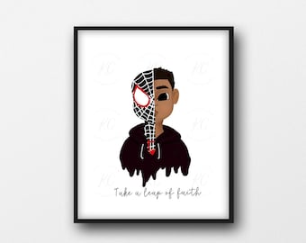 Spiderboy Print, Printable Art, Black Boy, Afro Art, African American Art, Super Hero Illustration, Boys Room, Wall Art