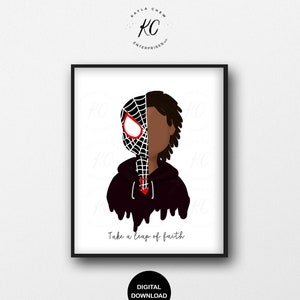 Spiderboy with locs Printable, Printable Art, Black Boy, Afro Art, African American Art, African American Illustration, Boys Room, Wall Art