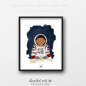 Boy Astronaut Printable, Careers Art, African American Art, Printable Wall Art, Illustration, Boys Room, Black Boy Joy, Careers