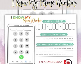 I Know My Phone Number Phone Number Practice About Me - Etsy