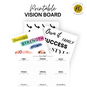 Printable Vision Board Kit, Goal Planners, Vision Board Printable, Positive Affirmation, Manifestation Planner,  Growth Mindset, Affirmation