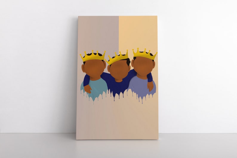 Three Young Kings Brothers Art Printable Brother Afro Art | Etsy