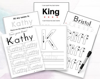 Printable Personalized Preschool Name Recognition and Writing Practice, Digital File, Name Tracing Worksheets, Name Tracing Practice