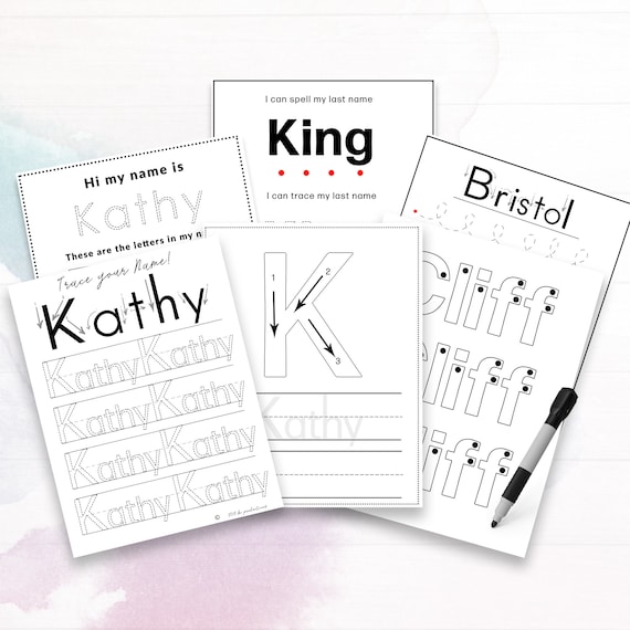 printable personalized preschool name recognition and writing etsy