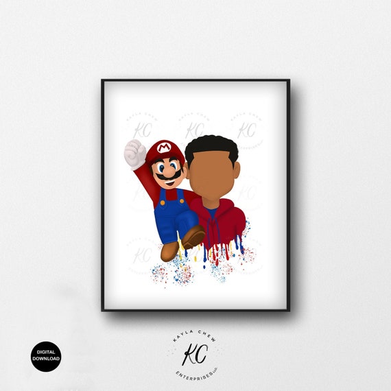 Super Mario Printable Art, Black Boy, Afro Art, African American Art, African American Illustration, Boys Room, Wall Art