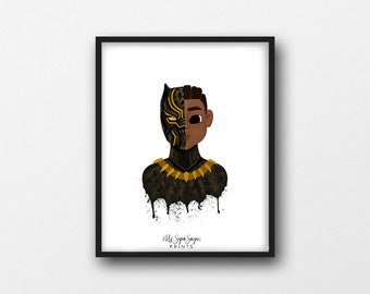 Killmonger Black Panther Kunstdruck, Afro Boy Zimmer Dekor (Digitaler Download)