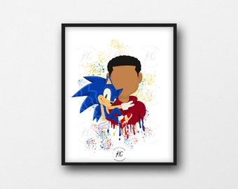 Sonic Printable Art, Black Boy, Afro Art, African American Art, African American Illustration, Boys Room, Wall Art