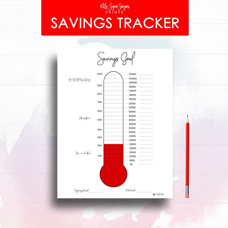 Debt savings Thermometer Cash Money Envelope Printable Etsy