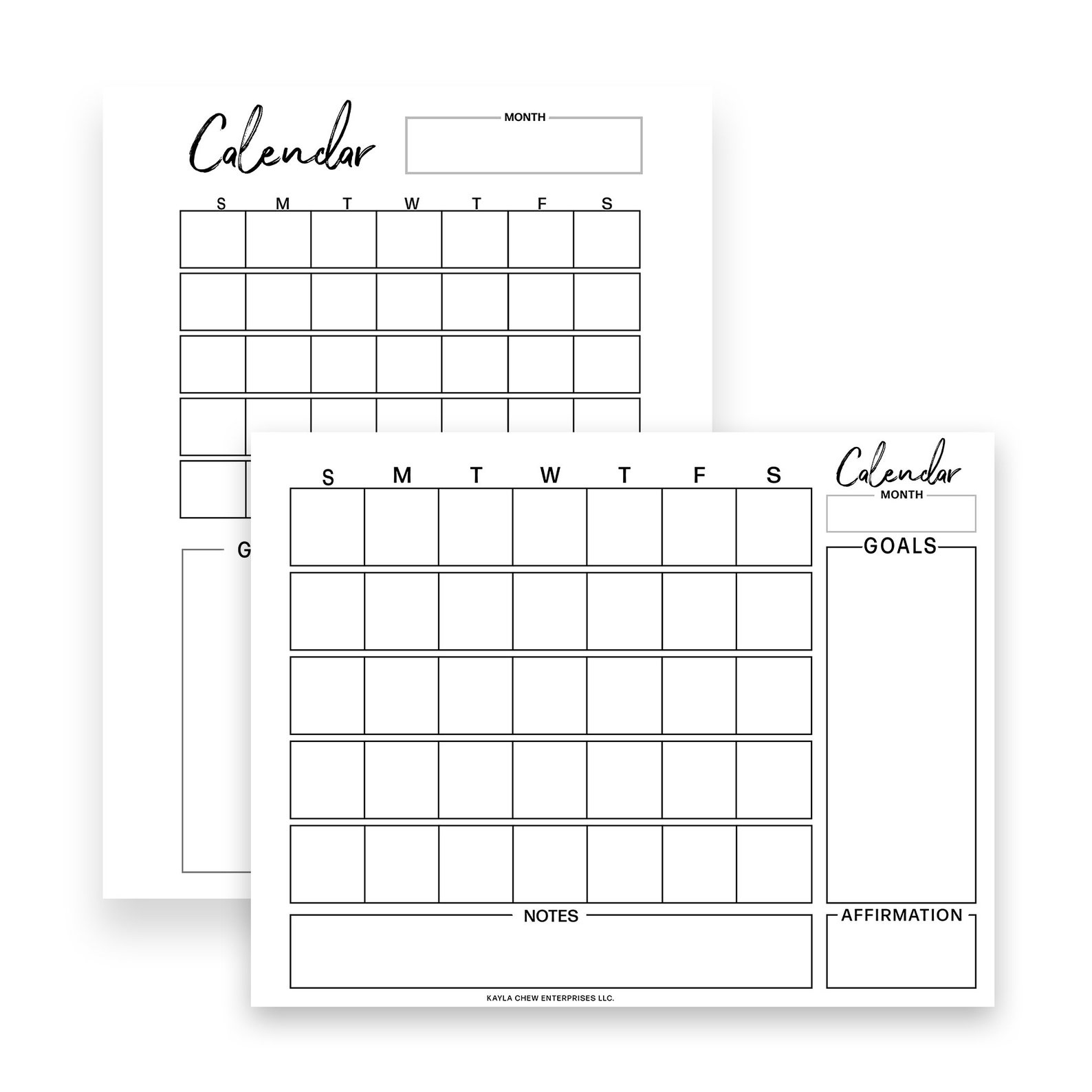 Printable 18x24 Calendar Monthly Calendar Undated Calendar Etsy