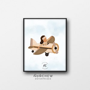 Pilot Art Printable, Careers Art, African American Art, Printable Wall Art, Illustration,Girls Room, Careers