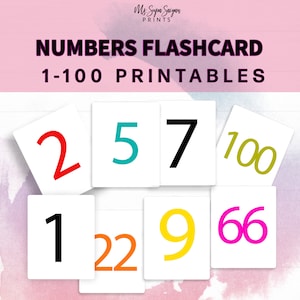 Numbers 1-100 Flashcards, Printable Flashcards, Toddler Flash Cards, Pre-k Flashcards, Kindergarten Flashcards,