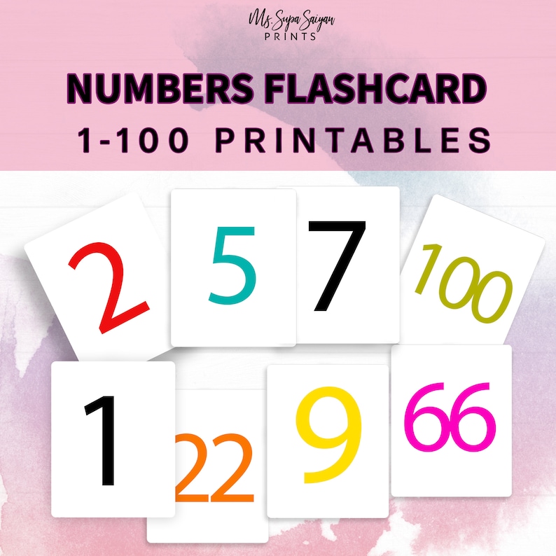 numbers 1 100 flashcards printable flashcards toddler flash etsy