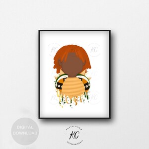 Bowser Super Mario Printable Art, Black Boy, Afro Art, African American Art, African American Illustration, Boys Room, Wall Art