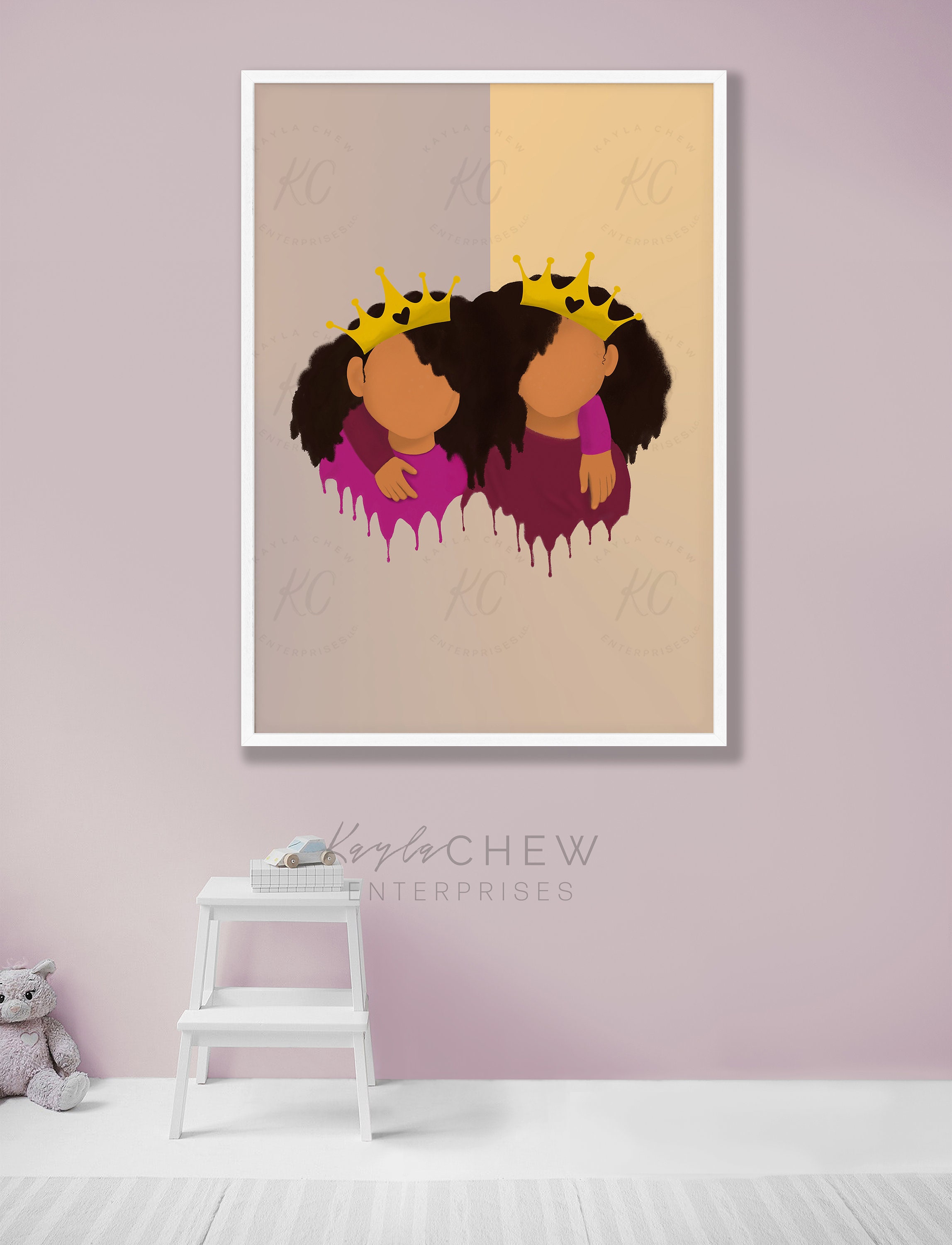 Two Young Queens Sisters Art Printable Afro Art Printable - Etsy