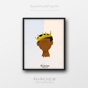 Young King Art Printable, Afro Art, African American Art, Printable Wall Art, African American Illustration, Boys Room, Black Boy Joy