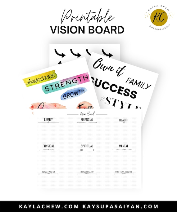 Printable Vision Board Kit Goal Planners Vision Board | Etsy