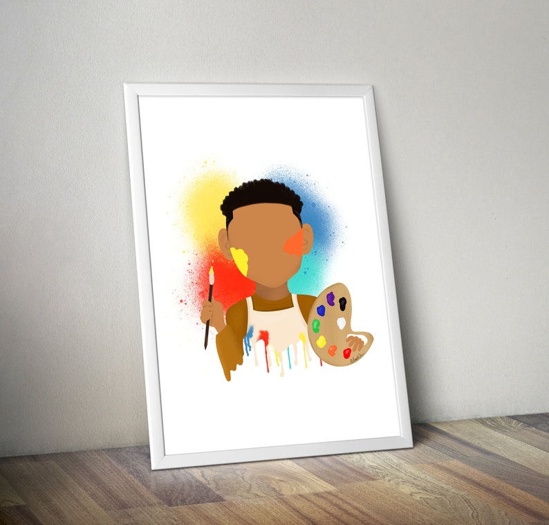 Boy Artist Printable Boys Room Afro Art African American Art Printable Wall Art Black Boy Joy Careers African American Illustration