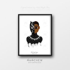 Black Panther Printable Art, Black Boy, Afro Art, African American Art, African American Illustration, Boys Room, Wall Art, Superhero Art