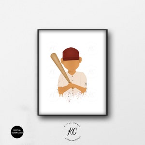 Baseball Art Printable, Printable Wall Art, Printable Illustration, Boys Room, Sports Art