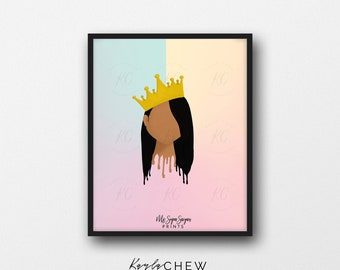 Young Queen Art 3 Printable, African American Art, Printable Wall Art, Nursery Wall Art, Girls Room, Black Girl Magic