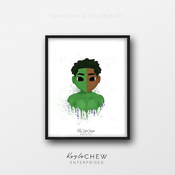 Kid Hulk Printable Art, Hulk Art, Black Boy, Afro Art, African American Art, African American Illustration, Boys Room, Wall Art